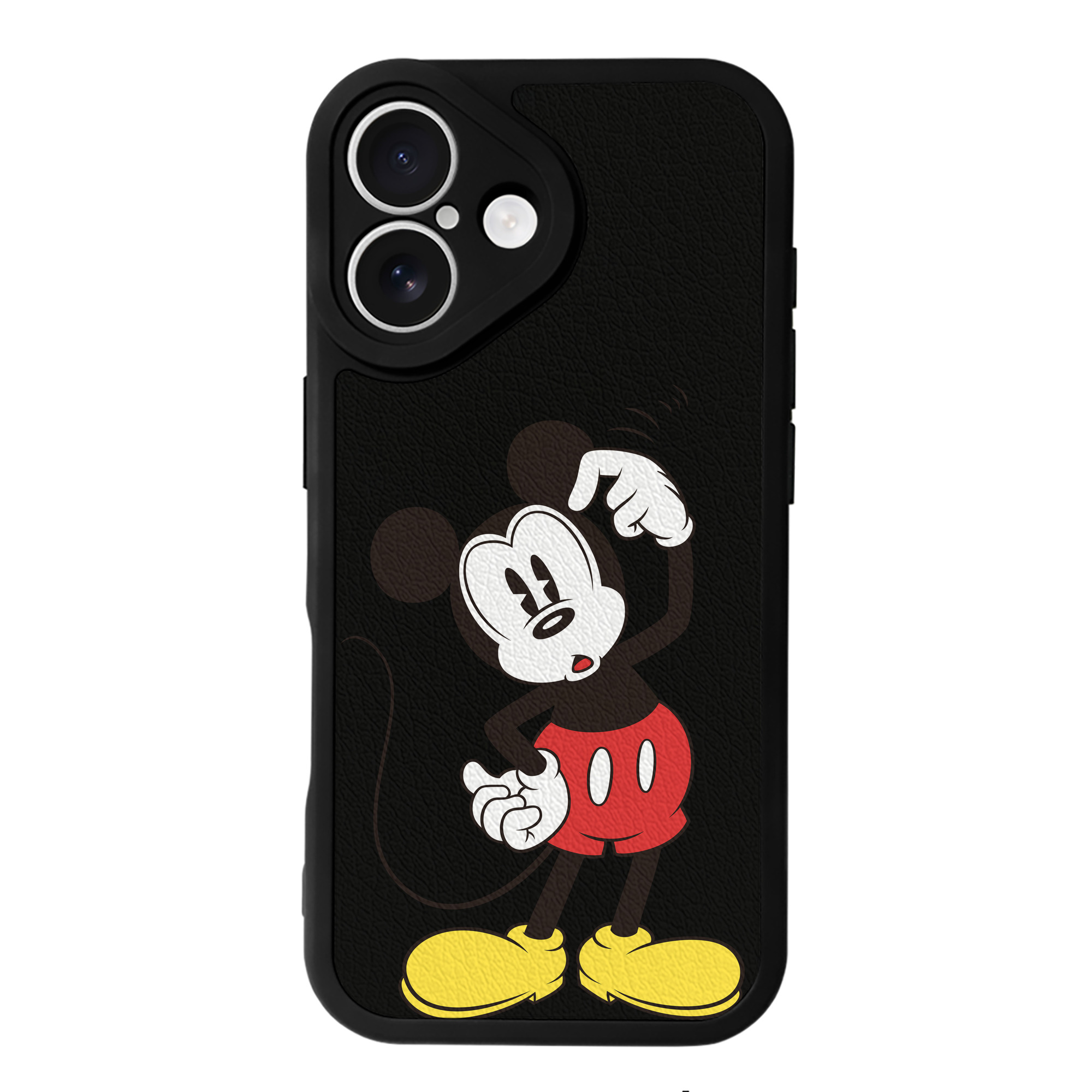 （画像用） ミッキーマウス Mickey Mouse 【iPhone 16シリーズ対応】シリコンスマホケース（レザー調） 材質：シリコン